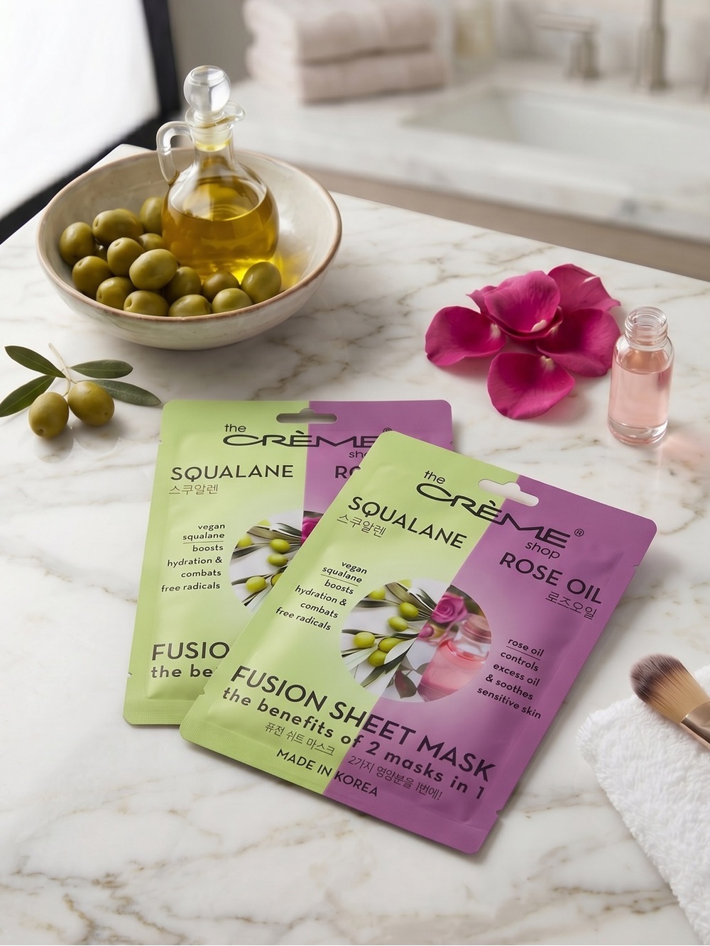 The Creme Shop Squalane + Rose Oil Fusion Sheet Mask - (2 Pack)